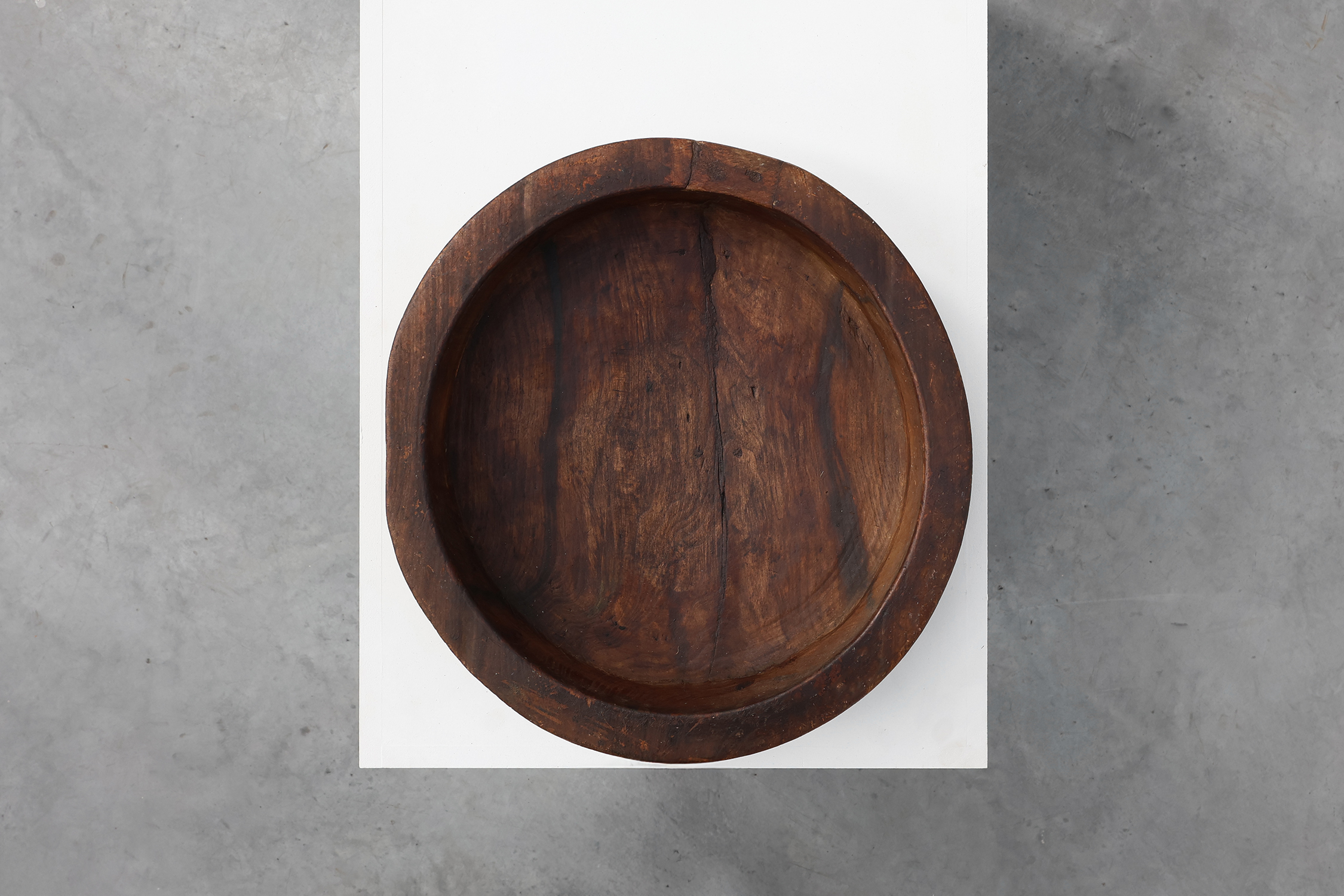 Large handcrafted solid wooden bowl in wabi wabi style, France ca. 1950thumbnail